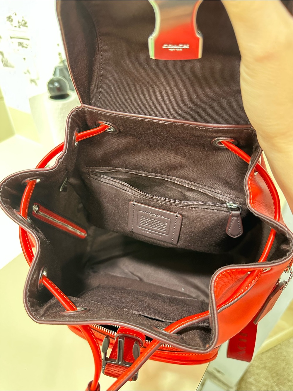 Coach Pace Small Backpack Miami Red with side zipper pocket-Like New ♥️ - Picture 7 of 11